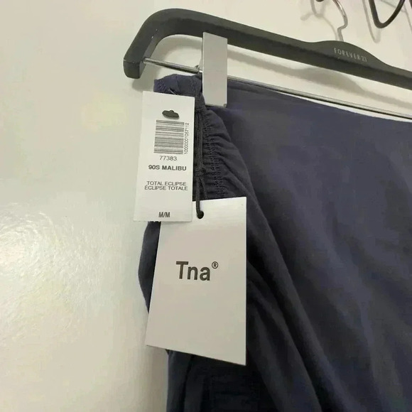 Aritzia Tna Chill Malibu Skirt Stretch-Jersey Ruched Bodycon Mini Skirt Navy W M - Picture 7 of 9